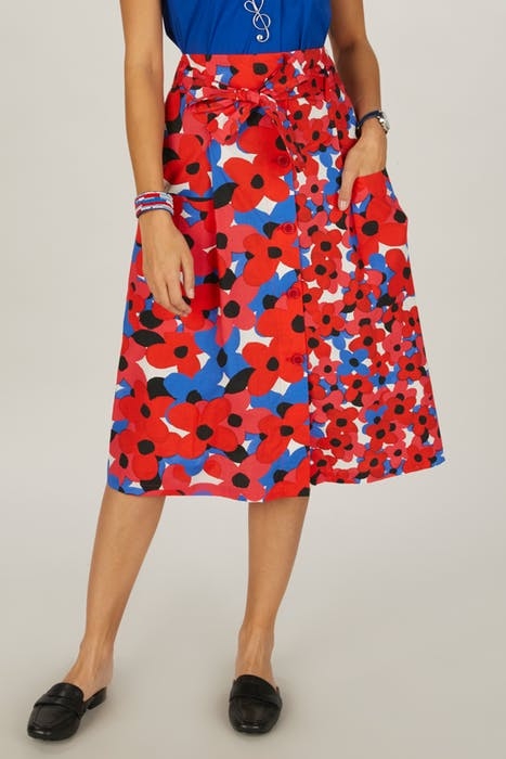 SKIRT APPLIED POCKETS + BELT RED 2