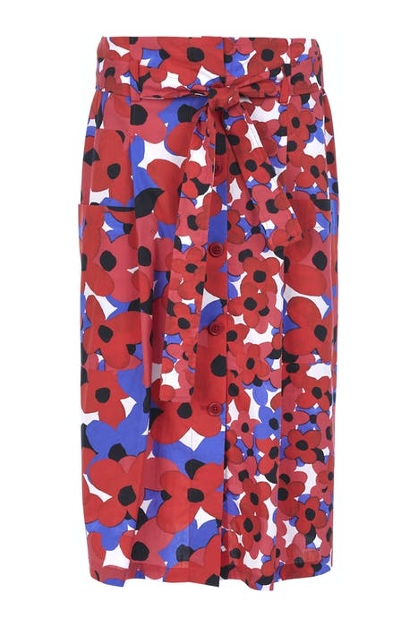 SKIRT APPLIED POCKETS + BELT RED 1