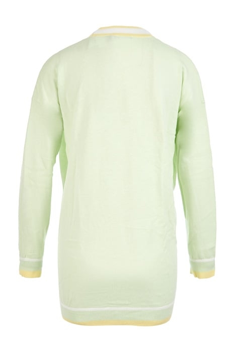 LONG CARDIGAN LS TRICOLOR STR GREEN 2
