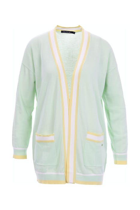 LONG CARDIGAN LS TRICOLOR STR GREEN 1