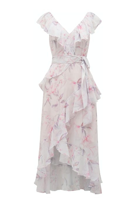 STEPHANIE RUFFLE MIDI DRESS GRANDE FLORA 1