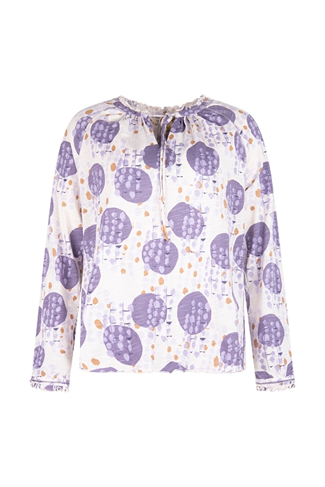 PENELOPE FRILL NECK JERSEY TOP PURPLE MULTI 1