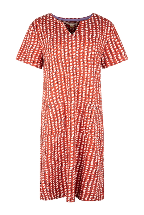 JENNA FAIRTRADE JERSEY DRESS CORAL MULTI 1
