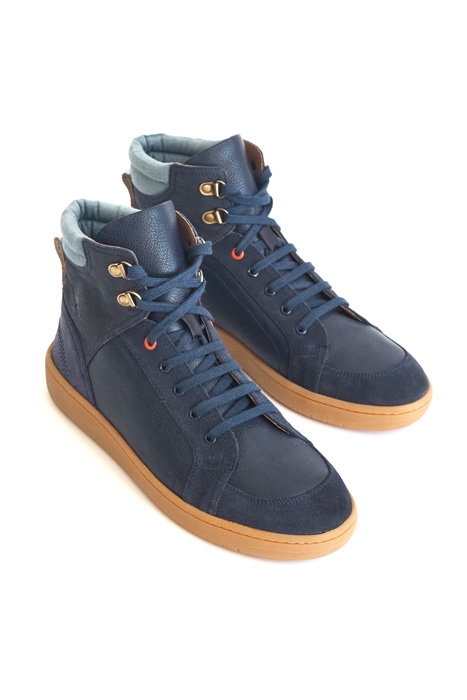LEATHER AND SUEDE HIGH TOP T NAVY 2