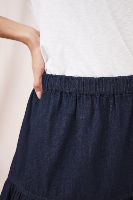 MIA TIERED DENIM MINI SKIRT DK DENIM 4