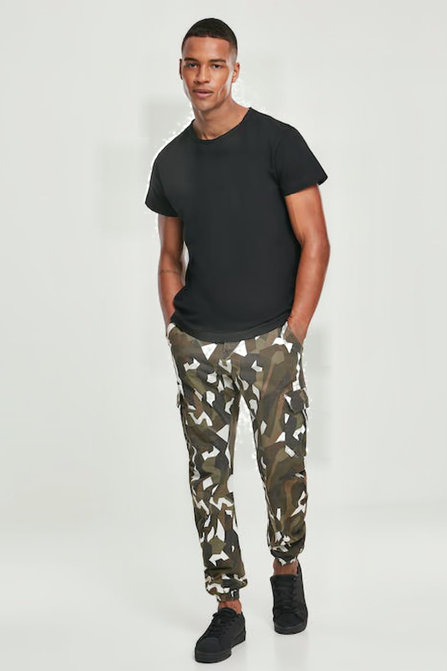GEOMETRIC CAMO STRETCH TWILL CARGO PANTS WOOD CAMO 4