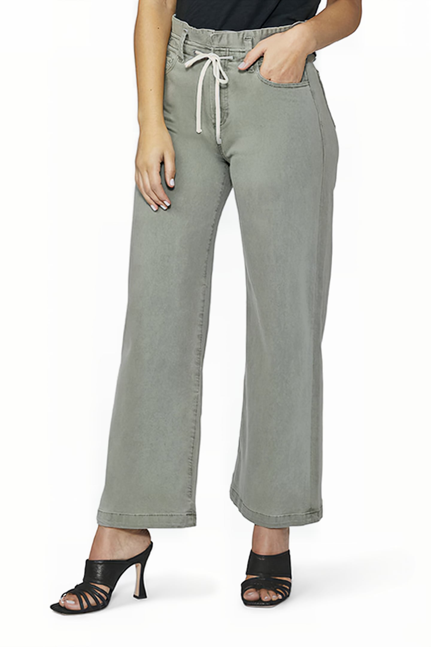 CARLY WAISTBAND TIE VINTAGE SMOKEY GREEN 1