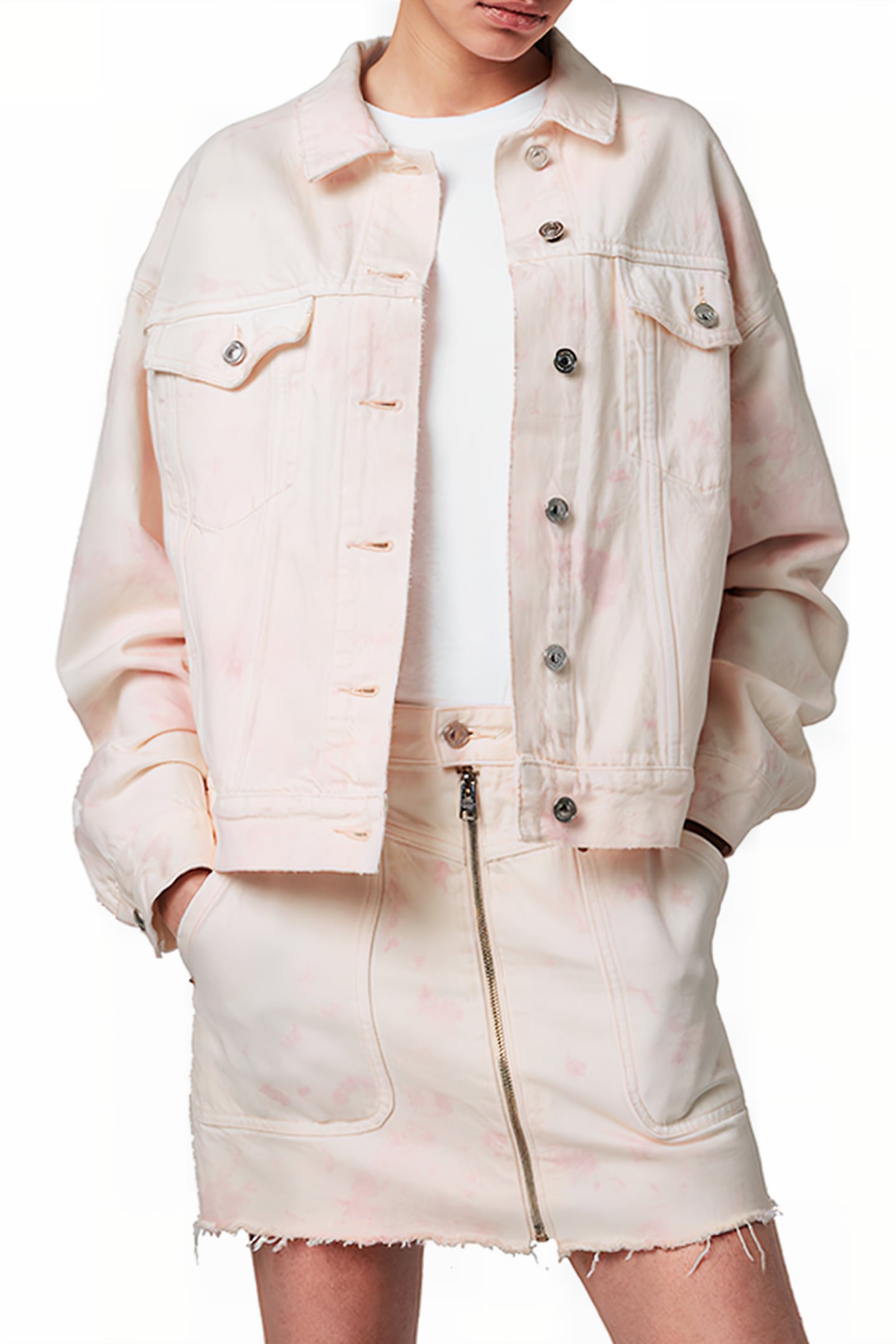 ELMA DYE DENIM JACKE CHALK WHITE/PINK 4