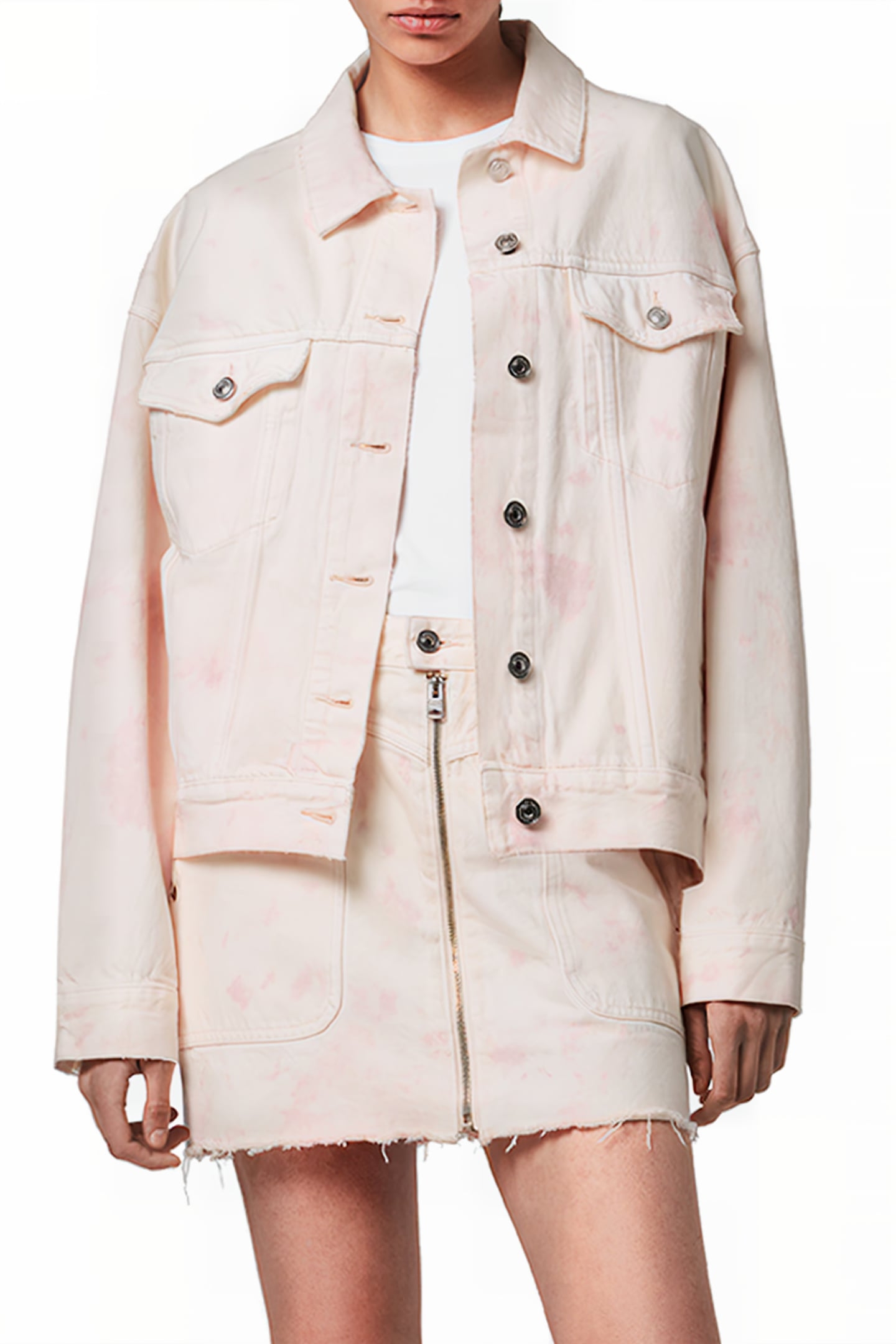 ELMA DYE DENIM JACKE CHALK WHITE/PINK 1