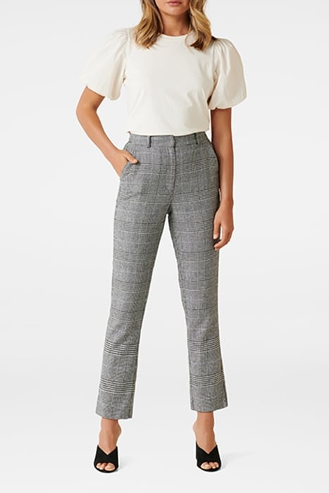 LORNA CHECK STRAIGHT LEG PANTS GREY CHECK 4