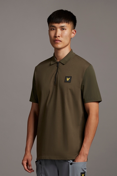 CONTRAST SLEEVE POLO SHIRT OLIVE 1