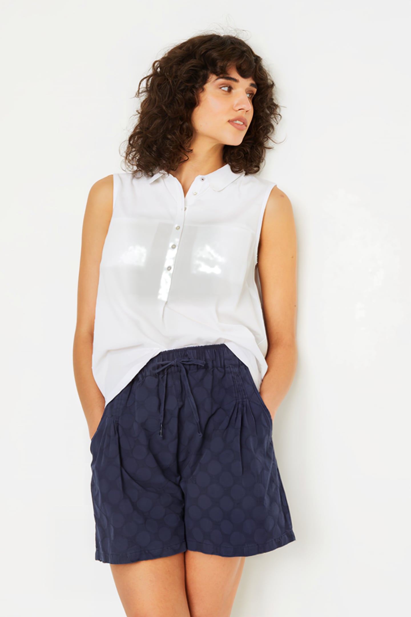 LAURIE SPOT LINEN SHORT DARK NAVY 2