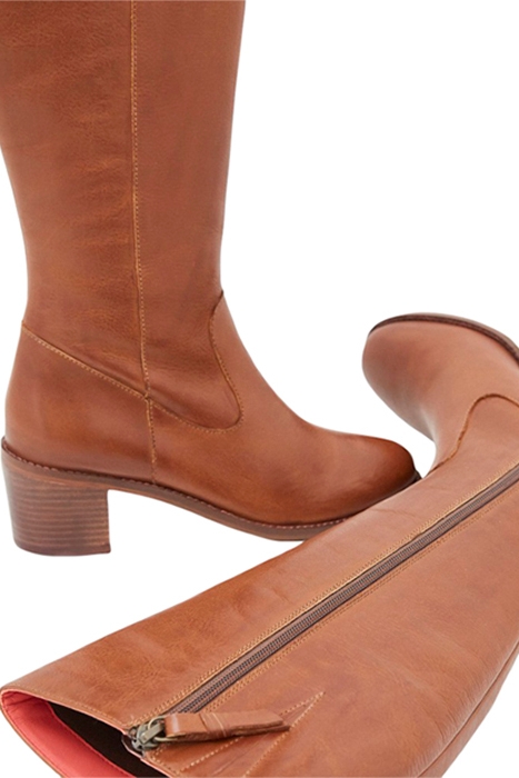 JEAN BLOCK HEEL LONG BOOT MID TAN 4
