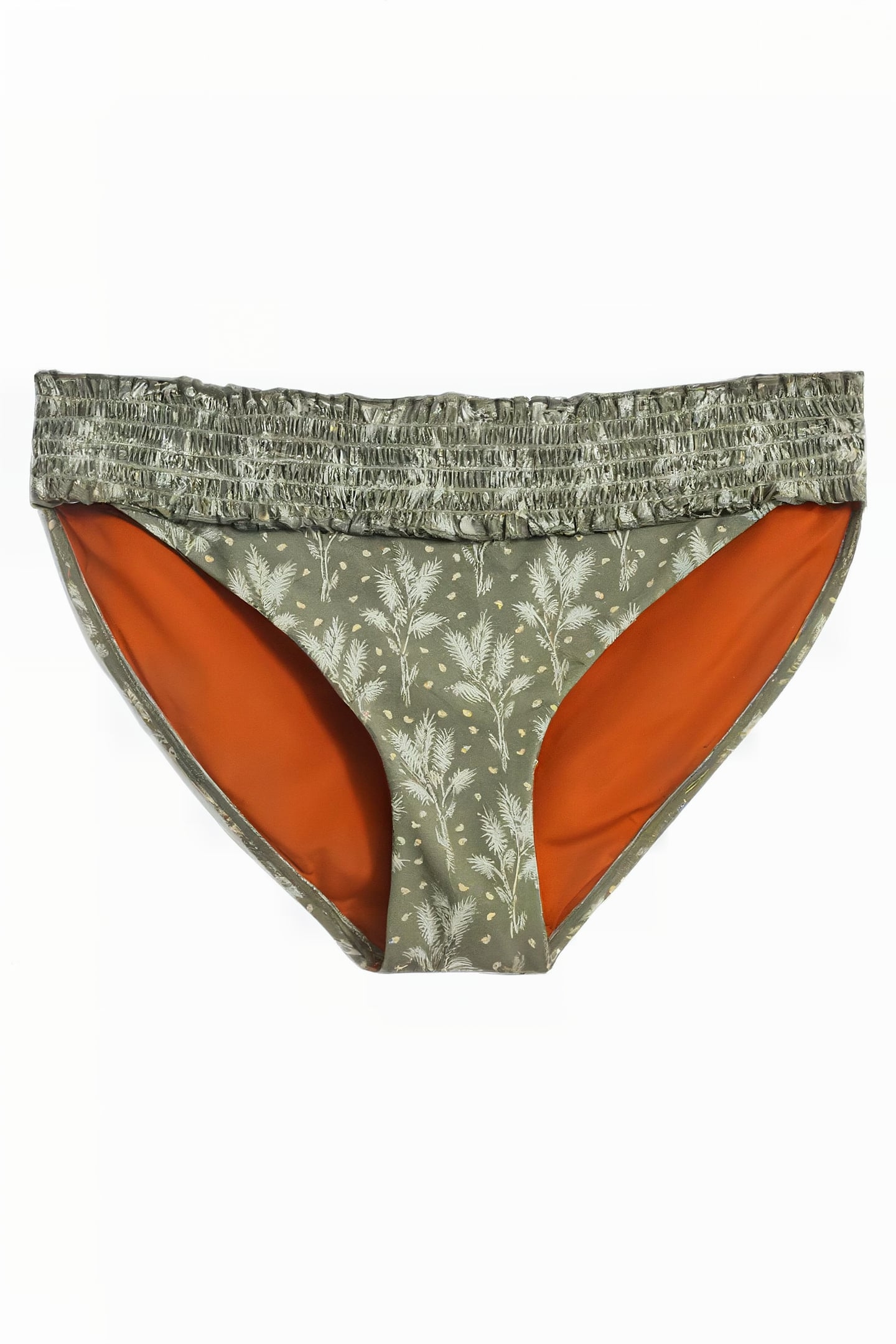 SHIRRING BIKINI BOTTOMS GREEN MLT 1