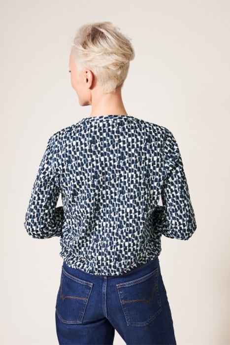 TIA TIE HEM JERSEY SHIRT NAVY PRINT 2