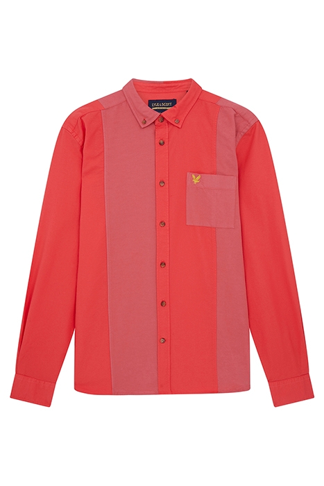 OVERDYED PANELLED OXFORD SHIRT FIRE RED 5
