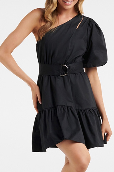 ABIGAIL COTTON ONE SHOULDER MINI BLACK 1