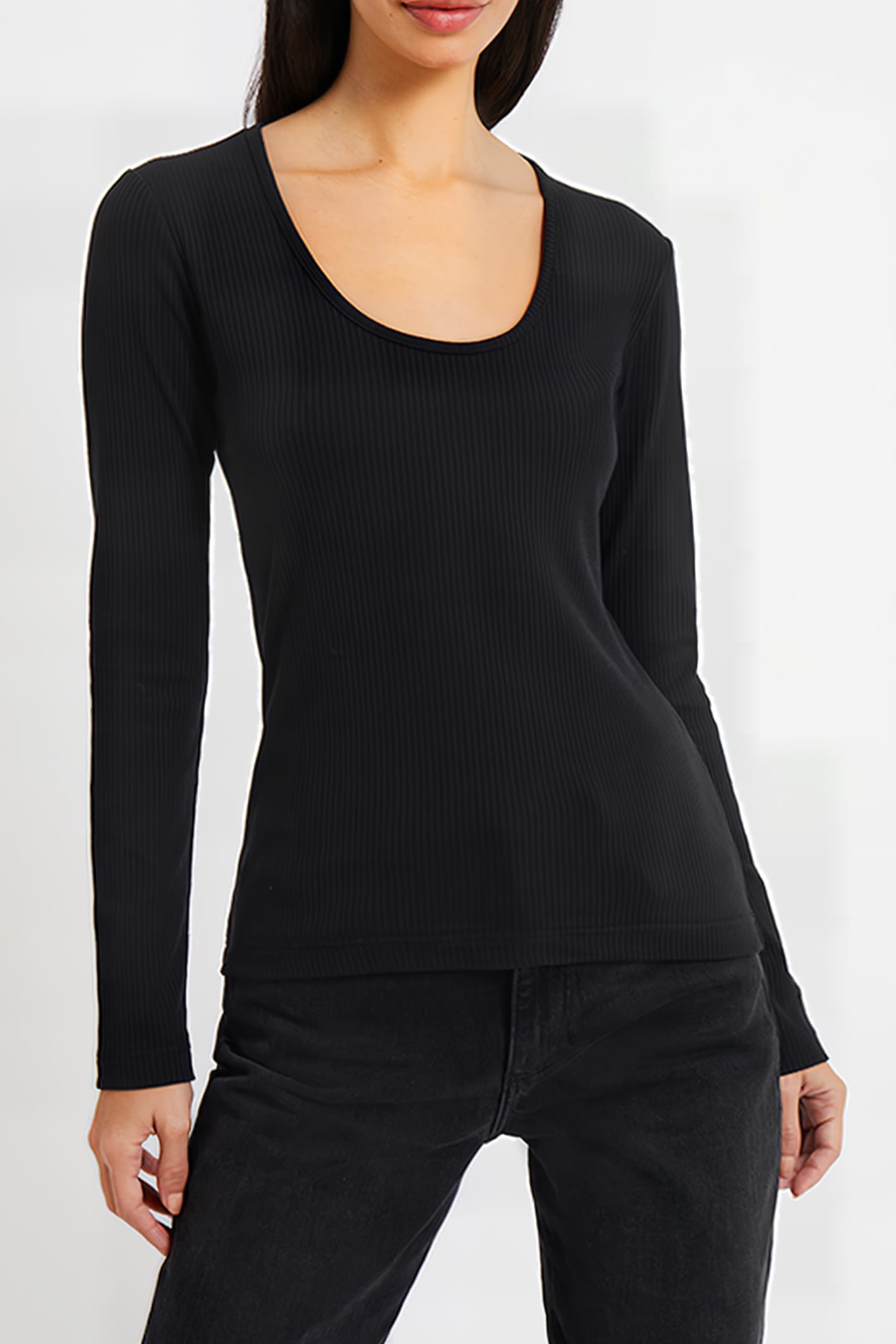 SCOOP RIB L/S BLACK 2