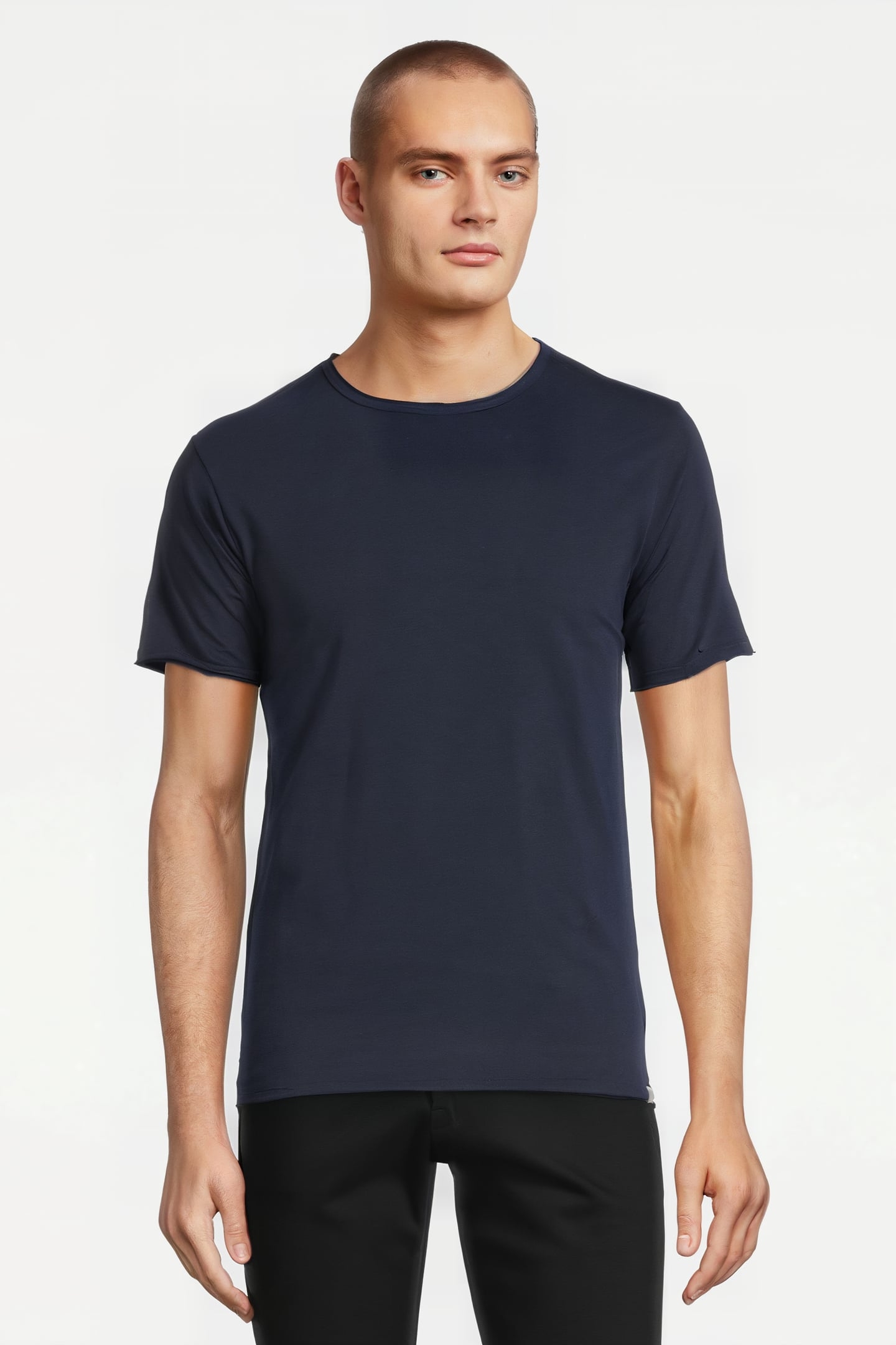 BASIC ROUND NECK TEE SLUB JERSEY DK. NAVY 2