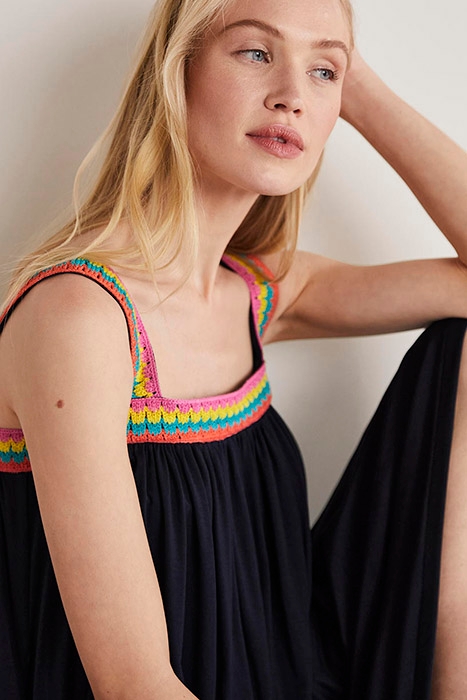 CROCHET TRIM JERSEY MAXI DRESS NAV 5