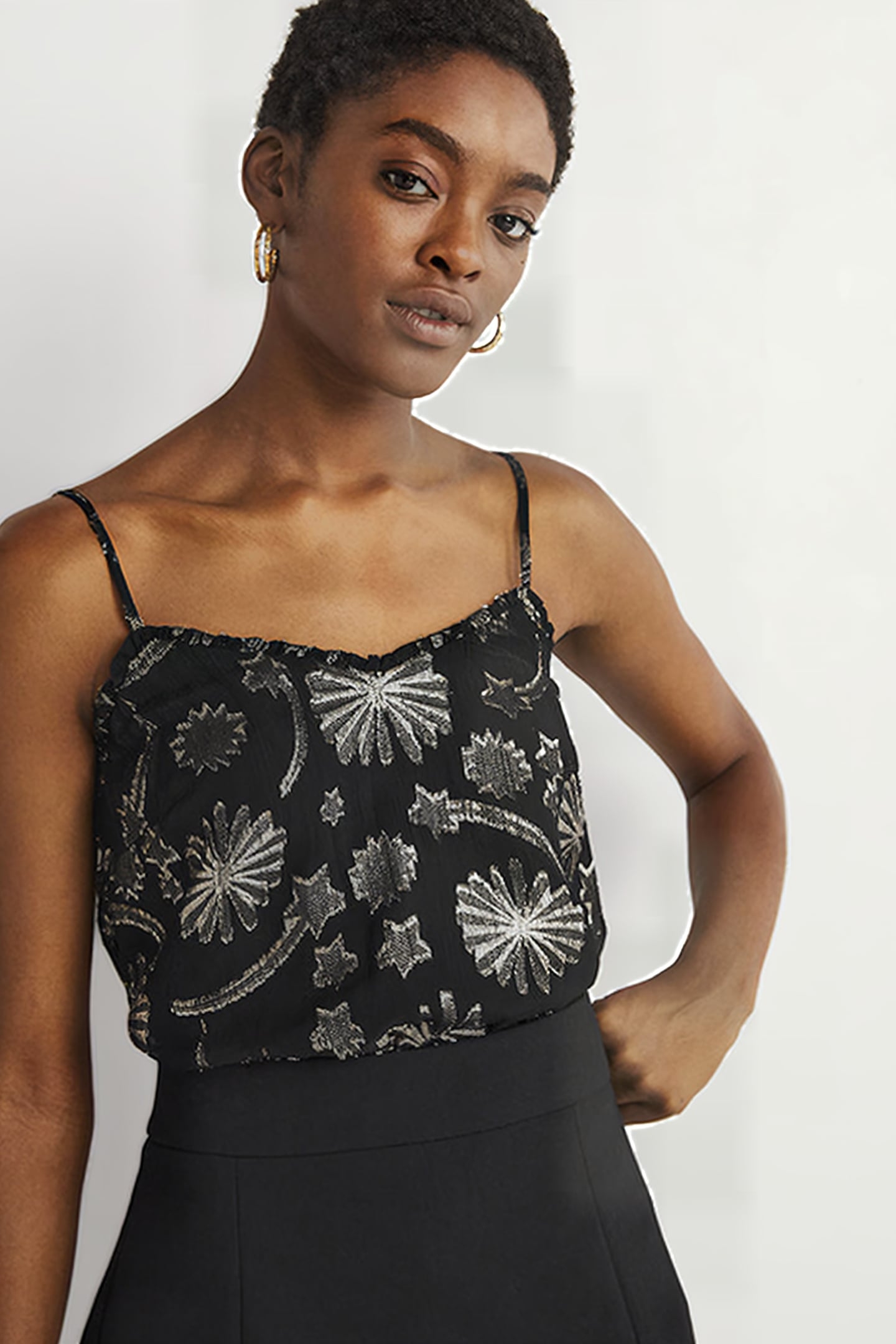 JACQUARD PARTY CAMI TOP BLK 4