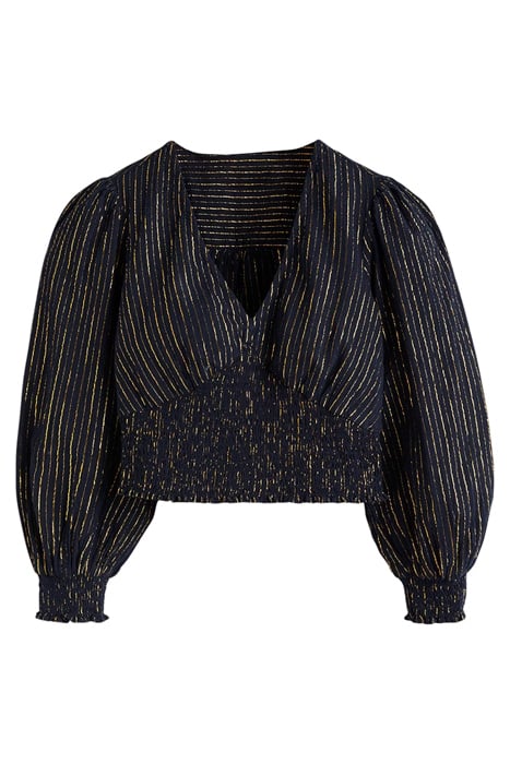 LUREX SMOCKED CROP TOP NVY 5