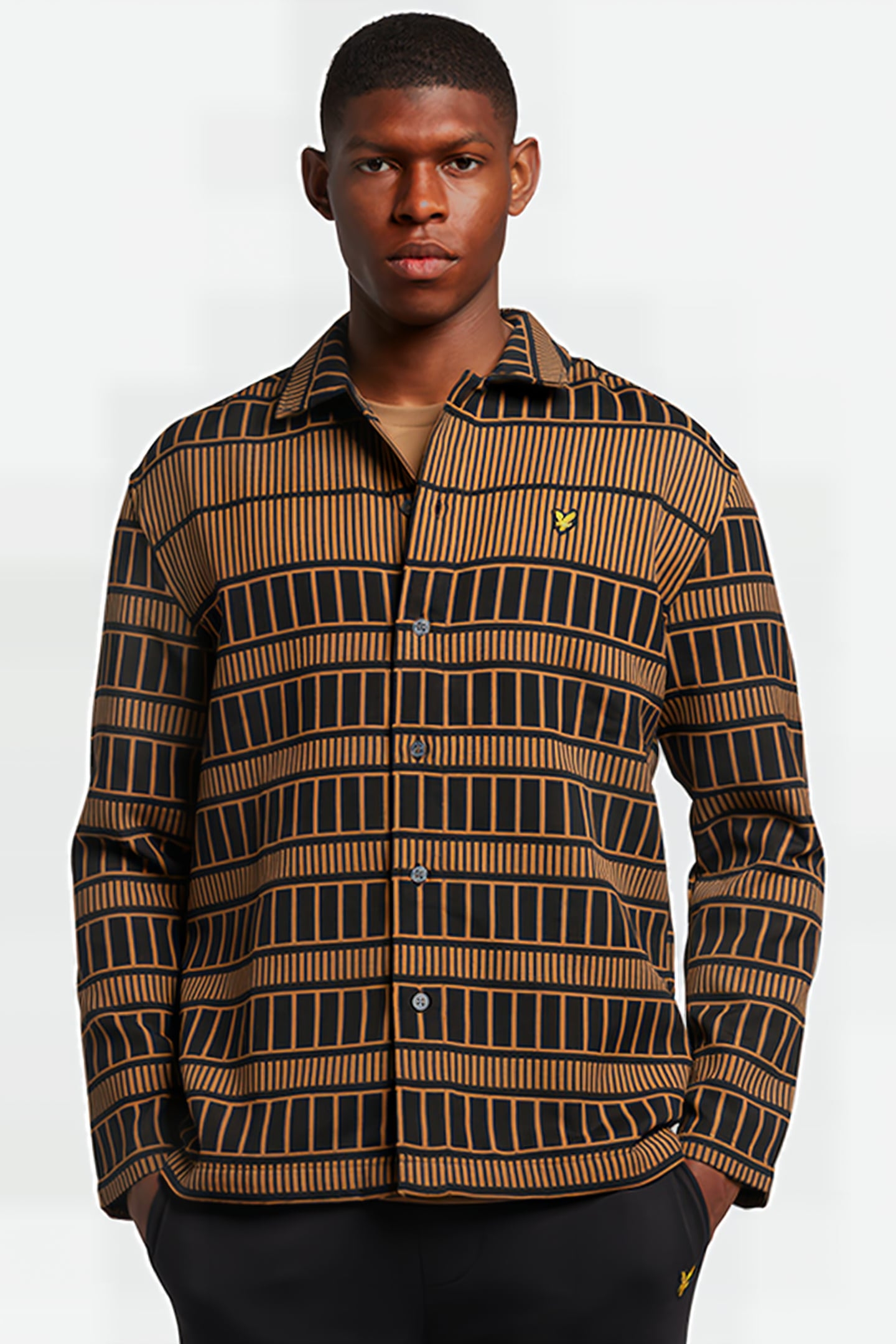 GRID OVERSHIRT CAMEL BRONZE/JET BLACK 1
