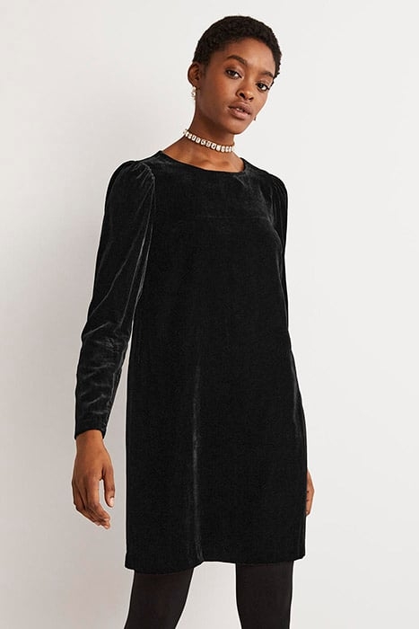 BACK DETAIL VELVET MINI DRESS BLK 1
