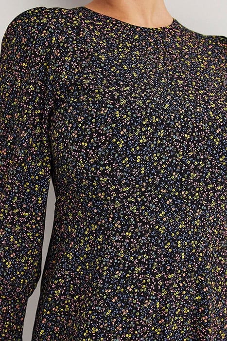 SMOCKED CUFF MIDI DRESS BLK 4