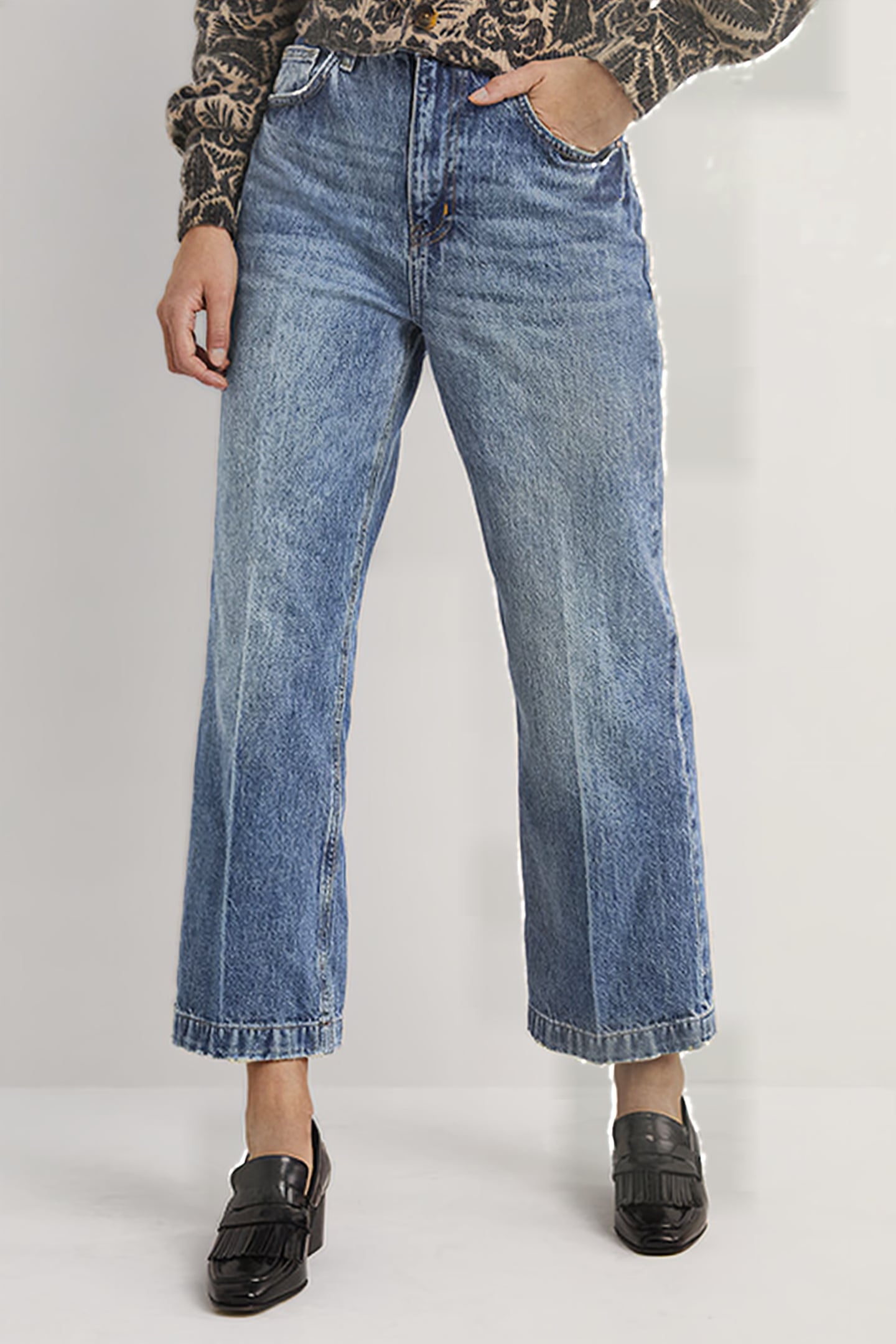 RIGID CROPPED FLARE JEANS GRN 1