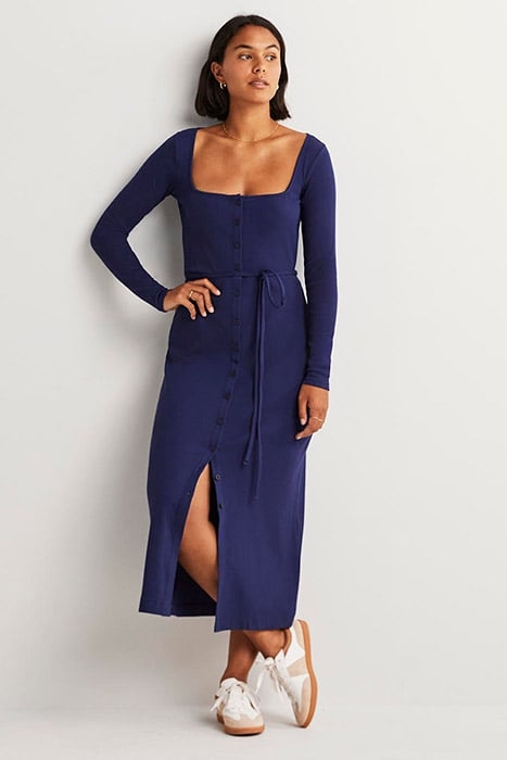 JERSEY RIB MIDI DRESS NAV 2