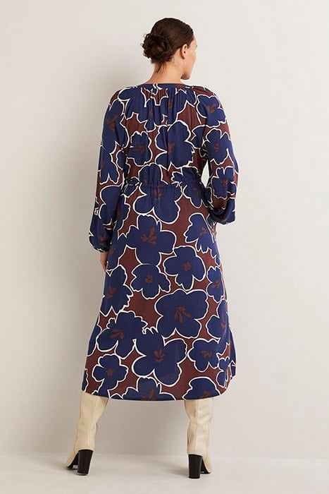 TIE WAIST DETAIL MIDI DRESS NVY 2