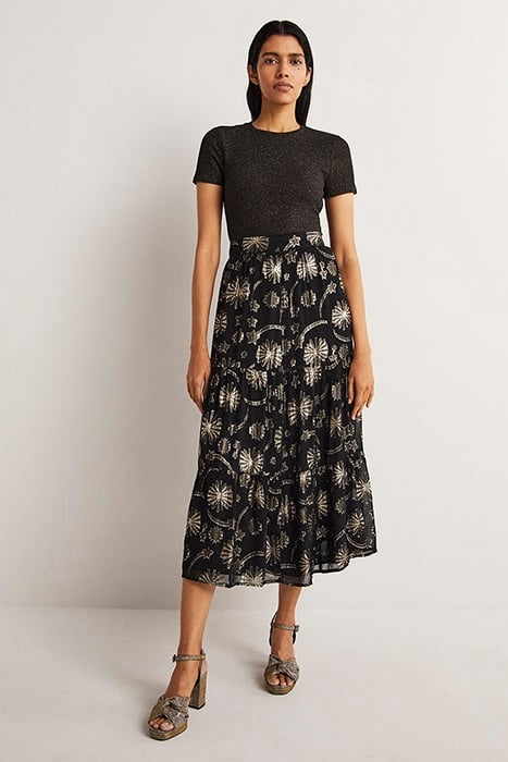 TIERED MIDI SKIRT BLK 3