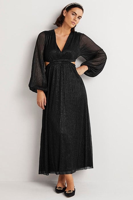 METALLIC CUT-OUT MAXI DRESS BLK 3