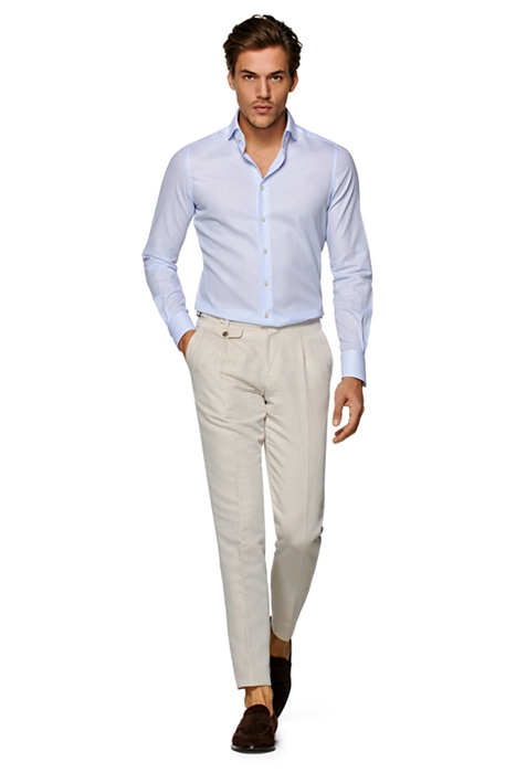 Light Blue Giro Inglese Extra Slim Fit Shirt 4