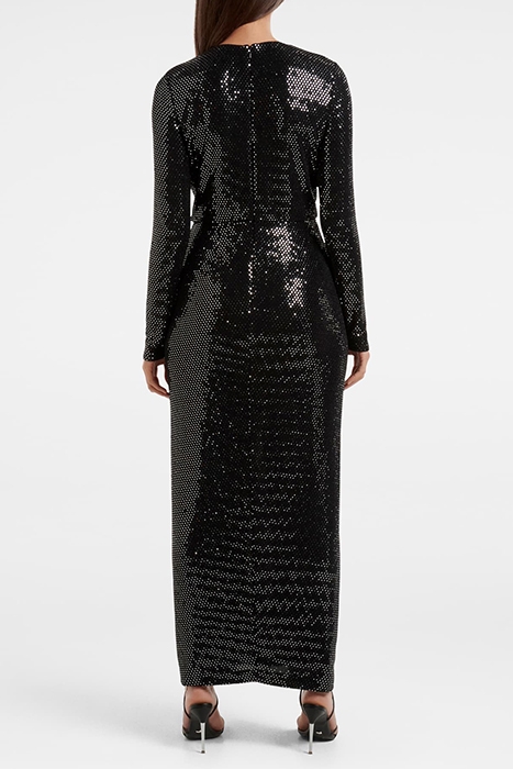 LARISSA METALLIC TWIST MIDI DRESS BLACK AND SILVER SPOT 2