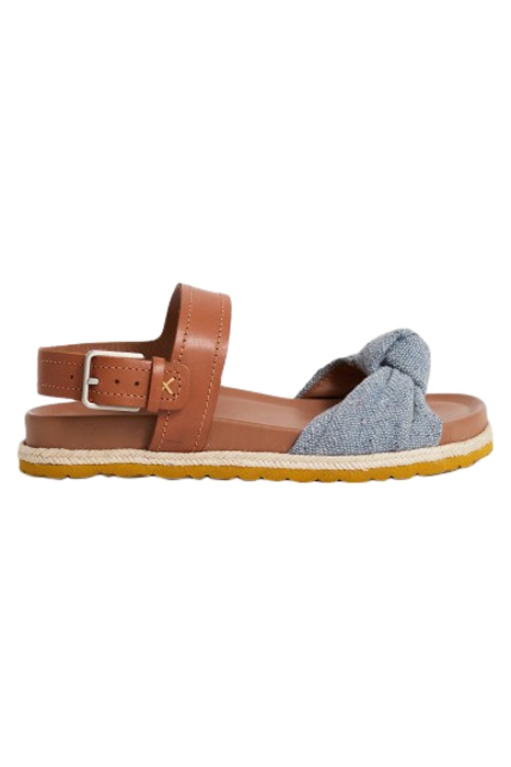KNOT DETAIL LEATHER FLATFORM TAN 1