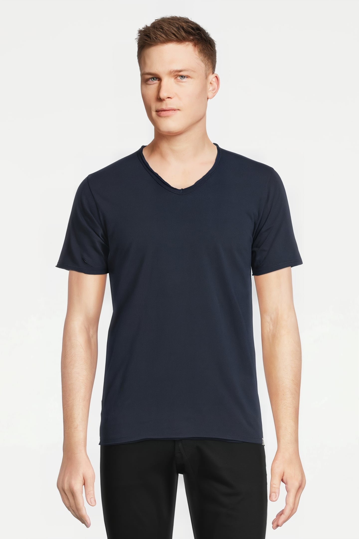 BASIC V-NECK TEE SLUB JERSEY DK. NAVY 2