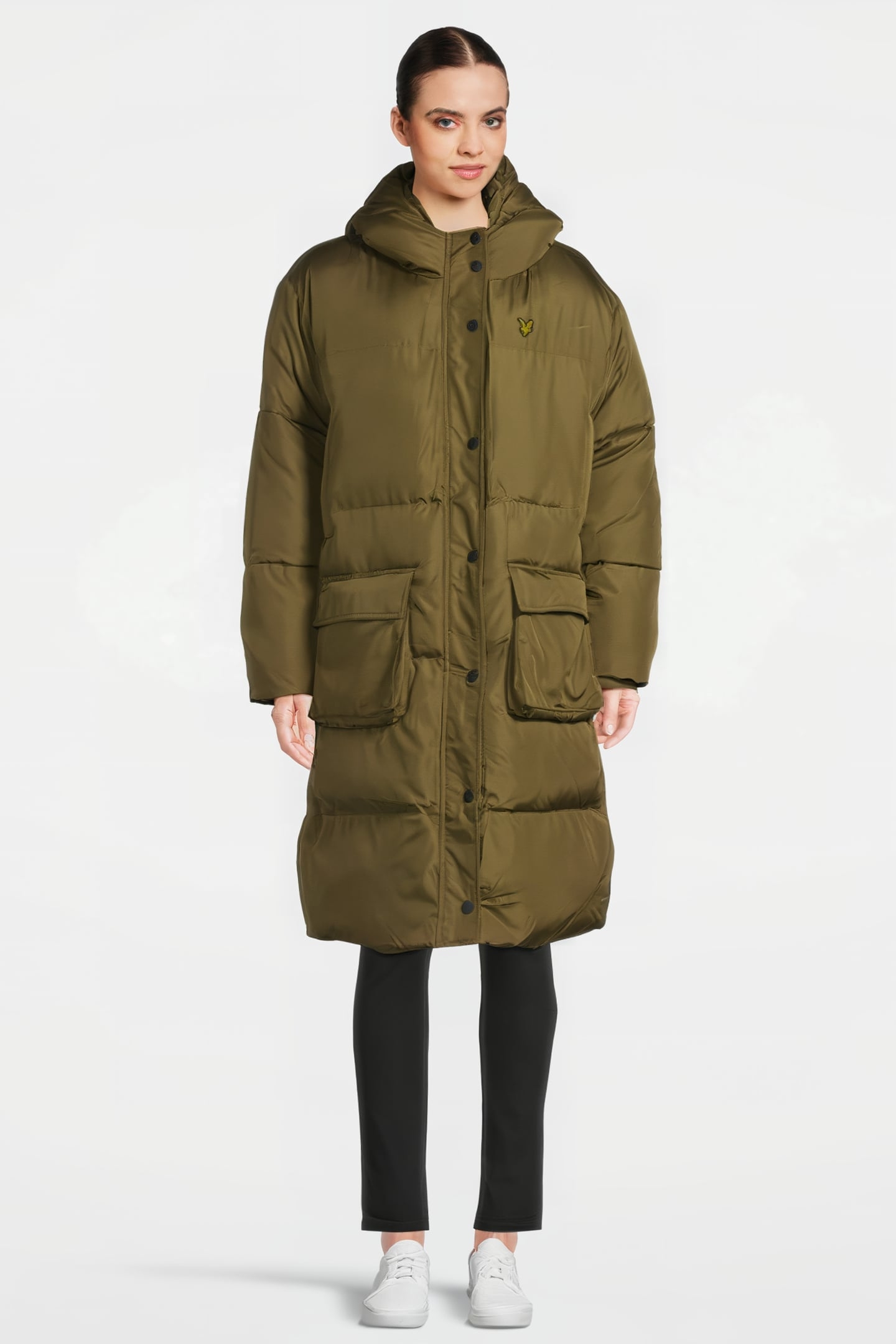 LONGLINE HOODED PUFFER JACKET W799 DEEP OLIVE 1
