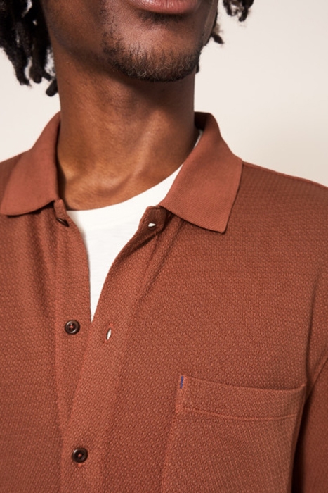WESTBANK BUTTON THROUGH POLO DEEP BROWN 2