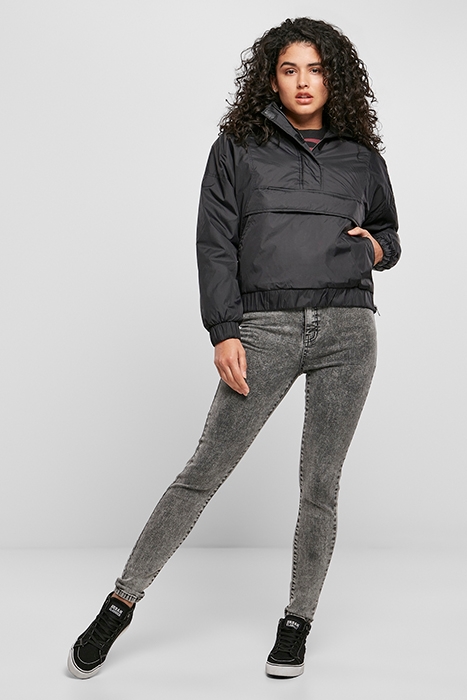 LADIES PANEL PADDED PULL OVER JACKET BLACK 4