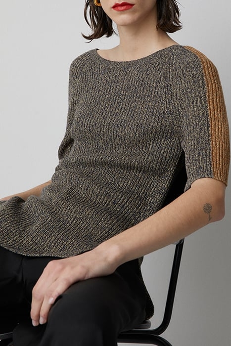 WOMEN CREW NECK SHORT SLEEVE KNITS BLACK 4