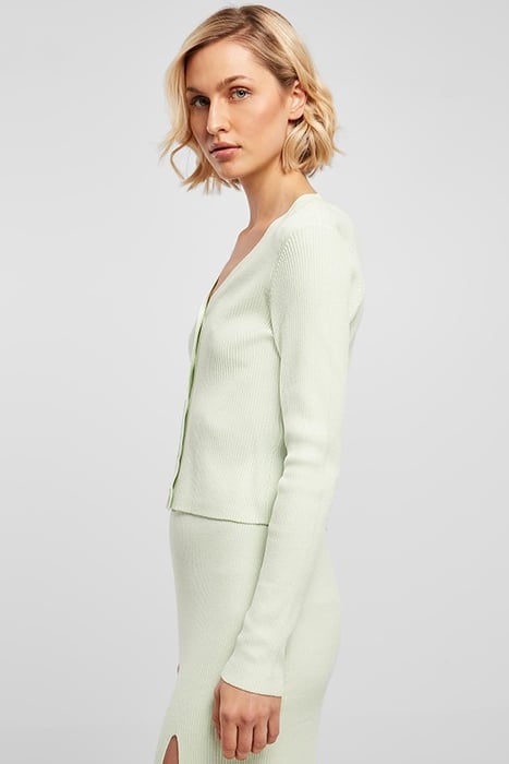 LADIES SHORT RIB KNIT CARDIGAN LIGHTMINT 6