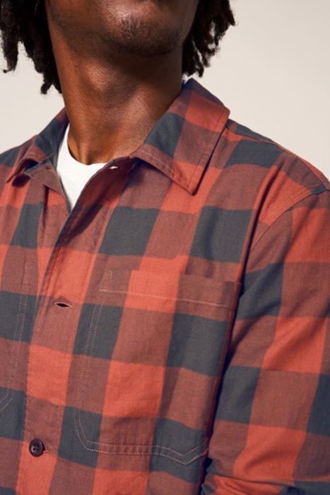 BUFFALO TWILL CHECK SHIRT MID RED 4