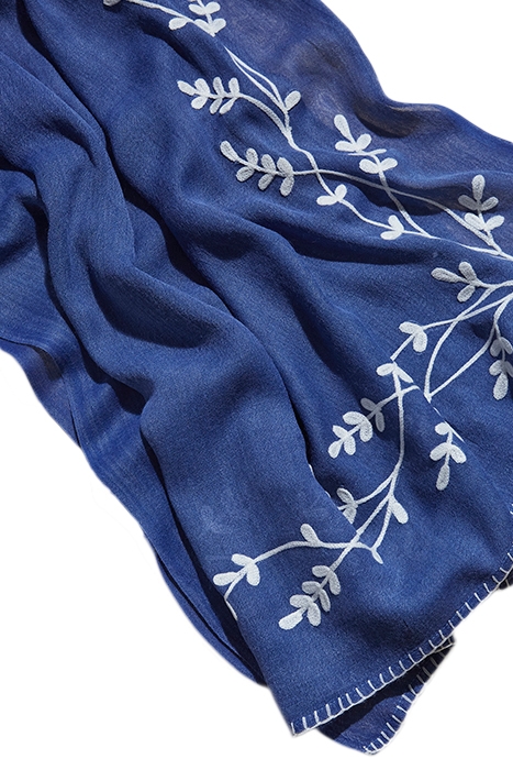 CRAFT FLORAL EMBROIDERY SCARF MID BLUE 3