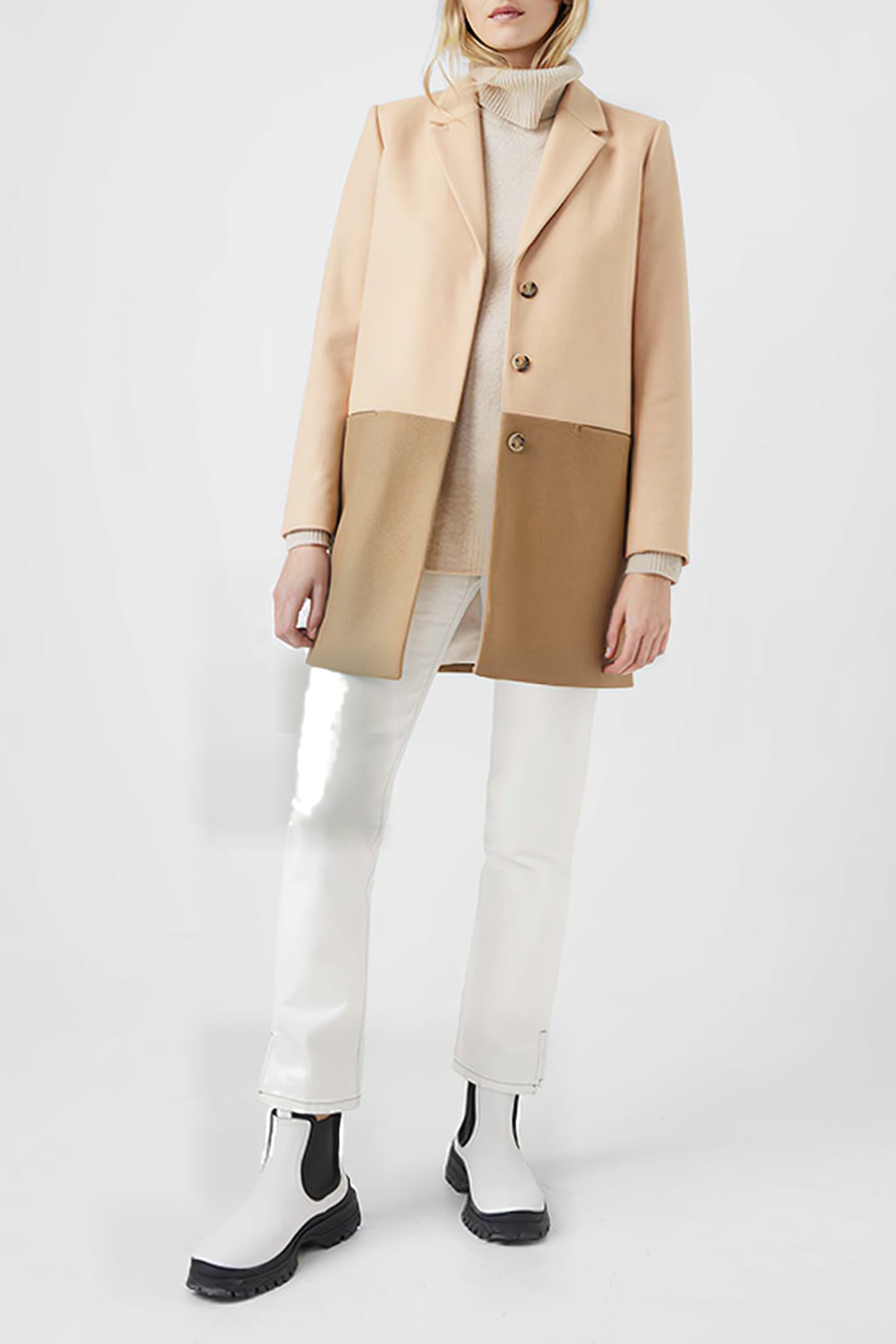 FAVA PLATFORM FELT LS COAT CLAY NUDE/ CAMEL 2