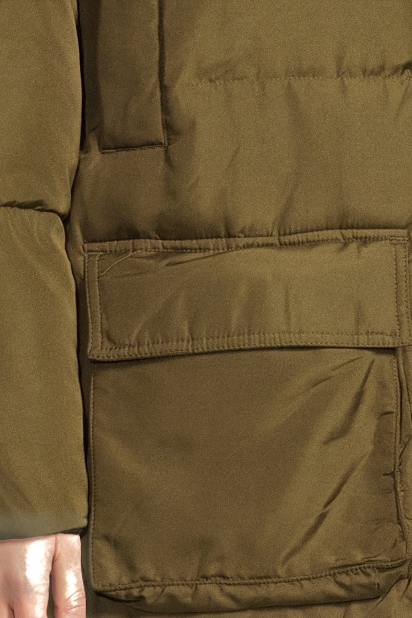 LONGLINE HOODED PUFFER JACKET W799 DEEP OLIVE 4