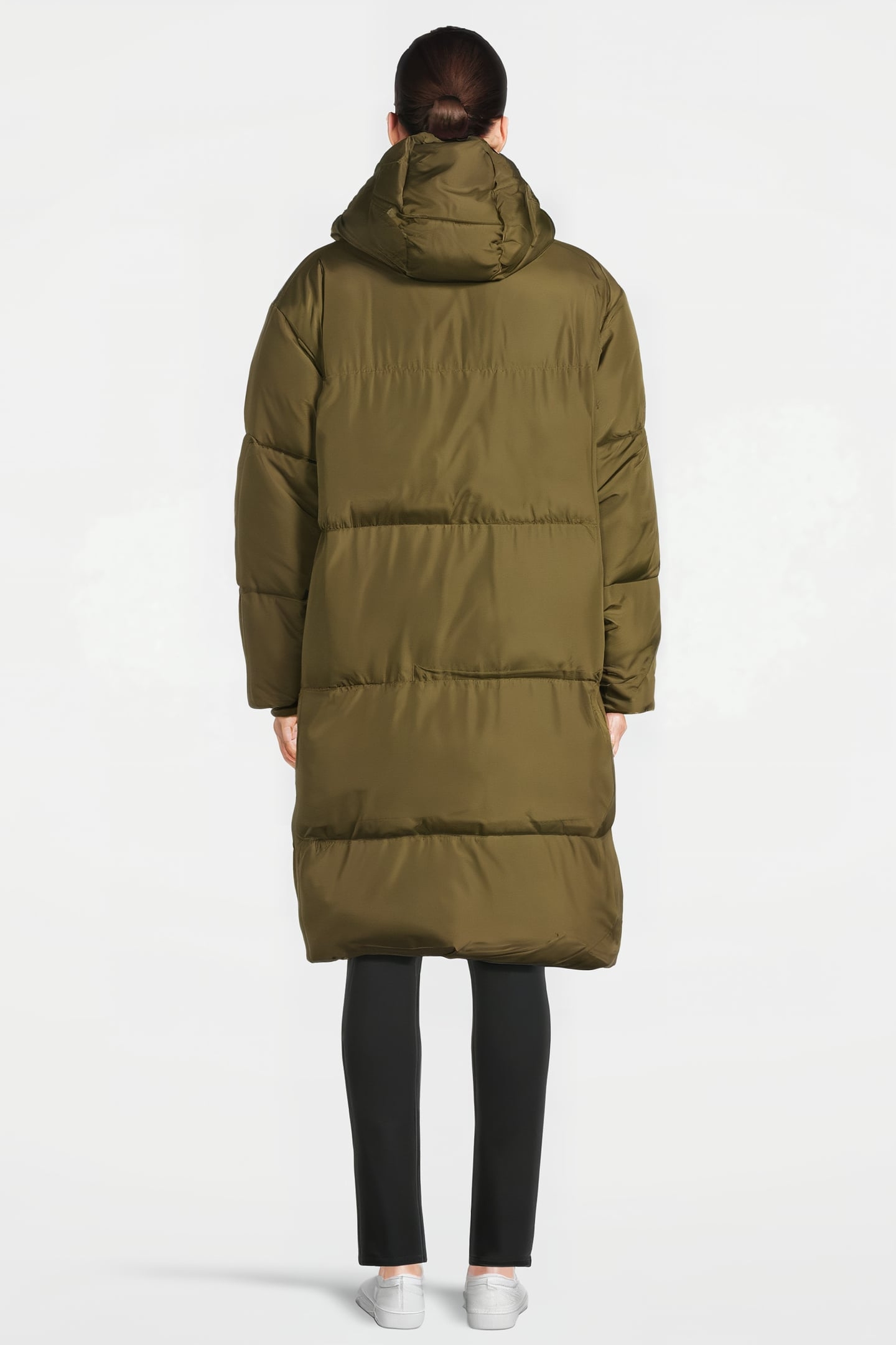 LONGLINE HOODED PUFFER JACKET W799 DEEP OLIVE 3