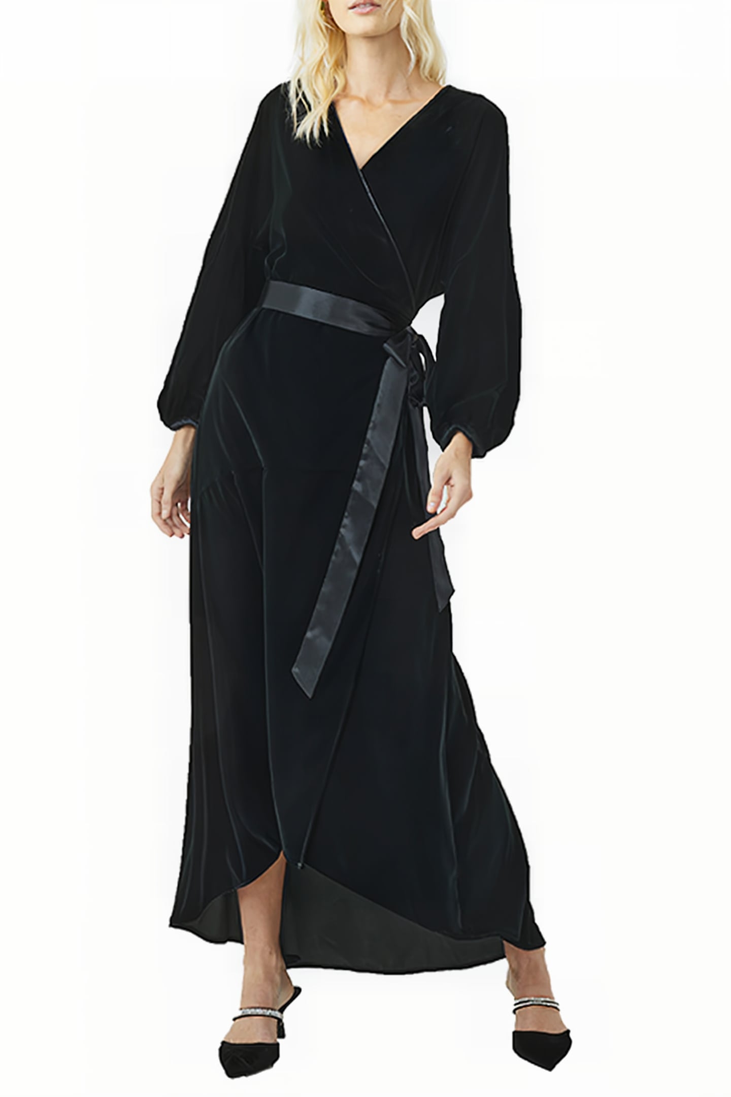 ILAVIA VELVET WRAP DRESS DARK SPRINGS 1