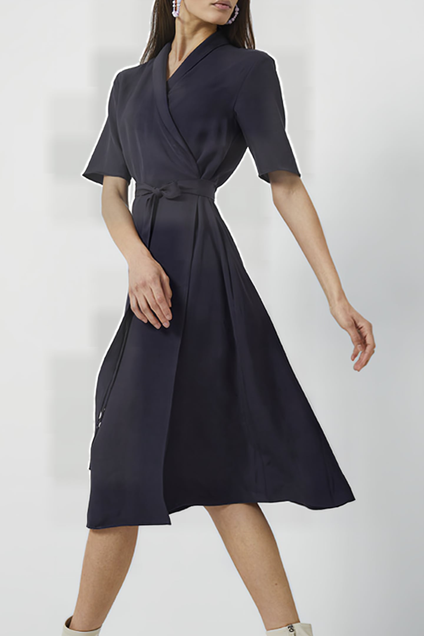 ALEENA SINNI LYOCELL WRAP DRS UTILITY BLUE 4
